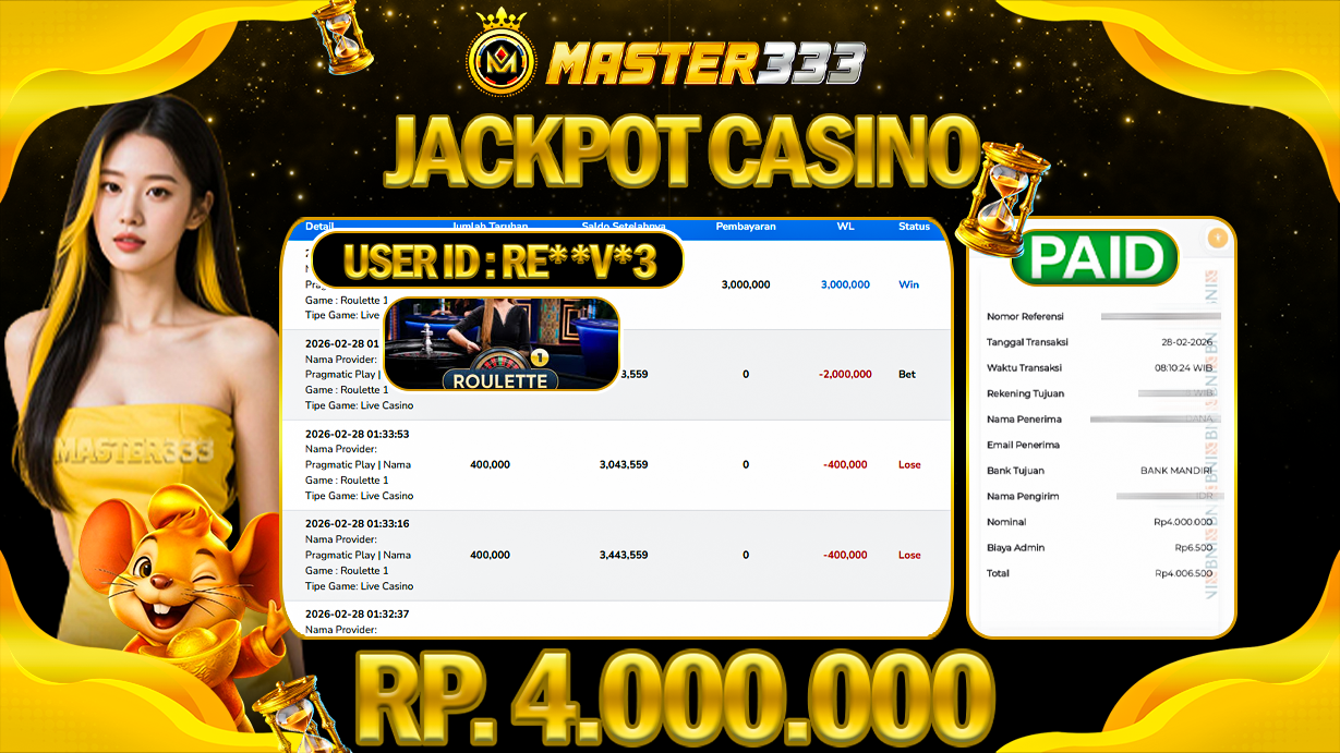 JACKPOT 4.000.000 JUTA DI LIVE CASINO GAMES ROULLETE 1 SAH LUNAS